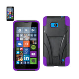 REIKO NOKIA LUMIA 640 HYBRID HEAVY DUTY CASE WITH KICKSTAND IN PURPLE BLACK