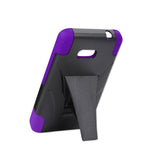 REIKO NOKIA LUMIA 640 HYBRID HEAVY DUTY CASE WITH KICKSTAND IN PURPLE BLACK