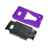 REIKO NOKIA LUMIA 640 HYBRID HEAVY DUTY CASE WITH KICKSTAND IN PURPLE BLACK