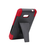 REIKO NOKIA LUMIA 640 HYBRID HEAVY DUTY CASE WITH KICKSTAND IN RED BLACK