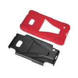 REIKO NOKIA LUMIA 640 HYBRID HEAVY DUTY CASE WITH KICKSTAND IN RED BLACK