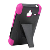 REIKO NOKIA LUMIA 640 XL HYBRID HEAVY DUTY CASE WITH KICKSTAND IN HOT PINK BLACK