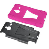 REIKO NOKIA LUMIA 640 XL HYBRID HEAVY DUTY CASE WITH KICKSTAND IN HOT PINK BLACK