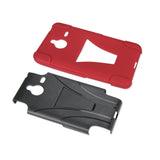 REIKO NOKIA LUMIA 640 XL HYBRID HEAVY DUTY CASE WITH KICKSTAND IN RED BLACK