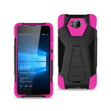 REIKO MICROSOFT LUMIA 650 HYBRID HEAVY DUTY CASE WITH KICKSTAND IN HOT PINK BLACK