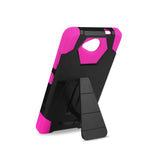 REIKO MICROSOFT LUMIA 650 HYBRID HEAVY DUTY CASE WITH KICKSTAND IN HOT PINK BLACK