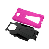 REIKO MICROSOFT LUMIA 650 HYBRID HEAVY DUTY CASE WITH KICKSTAND IN HOT PINK BLACK