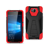 REIKO MICROSOFT LUMIA 650 HYBRID HEAVY DUTY CASE WITH KICKSTAND IN RED BLACK