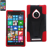REIKO NOKIA LUMIA 830 HYBRID HEAVY DUTY CASE WITH KICKSTAND IN RED BLACK