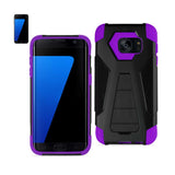 REIKO SAMSUNG GALAXY S7 EDGE HYBRID HEAVY DUTY CASE WITH KICKSTAND IN PURPLE BLACK