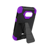 REIKO SAMSUNG GALAXY S7 EDGE HYBRID HEAVY DUTY CASE WITH KICKSTAND IN PURPLE BLACK