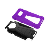 REIKO SAMSUNG GALAXY S7 EDGE HYBRID HEAVY DUTY CASE WITH KICKSTAND IN PURPLE BLACK