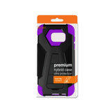 REIKO SAMSUNG GALAXY S7 EDGE HYBRID HEAVY DUTY CASE WITH KICKSTAND IN PURPLE BLACK