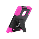 REIKO SAMSUNG GALAXY NOTE EDGE HYBRID HEAVY DUTY CASE WITH KICKSTAND IN HOT PINK BLACK