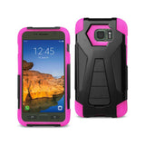 REIKO SAMSUNG GALAXY S7 ACTIVE HYBRID HEAVY DUTY CASE WITH KICKSTAND IN HOT PINK BLACK