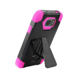 REIKO SAMSUNG GALAXY S7 ACTIVE HYBRID HEAVY DUTY CASE WITH KICKSTAND IN HOT PINK BLACK