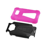 REIKO SAMSUNG GALAXY S7 ACTIVE HYBRID HEAVY DUTY CASE WITH KICKSTAND IN HOT PINK BLACK