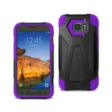 REIKO SAMSUNG GALAXY S7 ACTIVE HYBRID HEAVY DUTY CASE WITH KICKSTAND IN PURPLE BLACK