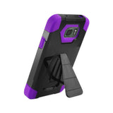 REIKO SAMSUNG GALAXY S7 ACTIVE HYBRID HEAVY DUTY CASE WITH KICKSTAND IN PURPLE BLACK