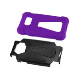REIKO SAMSUNG GALAXY S7 ACTIVE HYBRID HEAVY DUTY CASE WITH KICKSTAND IN PURPLE BLACK