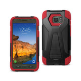 REIKO SAMSUNG GALAXY S7 ACTIVE HYBRID HEAVY DUTY CASE WITH KICKSTAND IN RED BLACK