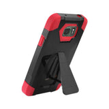 REIKO SAMSUNG GALAXY S7 ACTIVE HYBRID HEAVY DUTY CASE WITH KICKSTAND IN RED BLACK