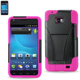 REIKO SAMSUNG GALAXY S2 HYBRID HEAVY DUTY CASE WITH KICKSTAND IN HOT PINK BLACK