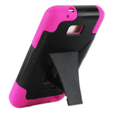 REIKO SAMSUNG GALAXY S2 HYBRID HEAVY DUTY CASE WITH KICKSTAND IN HOT PINK BLACK