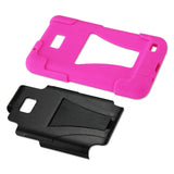 REIKO SAMSUNG GALAXY S2 HYBRID HEAVY DUTY CASE WITH KICKSTAND IN HOT PINK BLACK