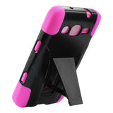 REIKO SAMSUNG ATIV S NEO HYBRID HEAVY DUTY CASE WITH KICKSTAND IN HOT PINK BLACK