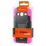 REIKO SAMSUNG ATIV S NEO HYBRID HEAVY DUTY CASE WITH KICKSTAND IN HOT PINK BLACK