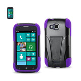 REIKO SAMSUNG ATIV ODYSSEY HYBRID HEAVY DUTY CASE WITH KICKSTAND IN BLACK PURPLE