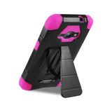 REIKO SAMSUNG GALAXY J1 (2016) HYBRID HEAVY DUTY CASE WITH KICKSTAND IN HOT PINK BLACK
