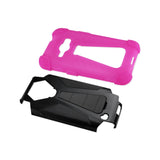 REIKO SAMSUNG GALAXY J1 (2016) HYBRID HEAVY DUTY CASE WITH KICKSTAND IN HOT PINK BLACK