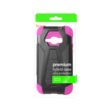 REIKO SAMSUNG GALAXY J1 (2016) HYBRID HEAVY DUTY CASE WITH KICKSTAND IN HOT PINK BLACK