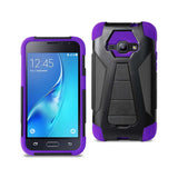 REIKO SAMSUNG GALAXY J1 (2016) HYBRID HEAVY DUTY CASE WITH KICKSTAND IN PURPLE BLACK