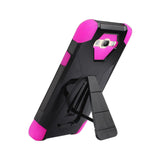 REIKO SAMSUNG GALAXY J7 (2016) HYBRID HEAVY DUTY CASE WITH KICKSTAND IN HOT PINK BLACK