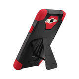 REIKO SAMSUNG GALAXY J7 (2016) HYBRID HEAVY DUTY CASE WITH KICKSTAND IN RED BLACK