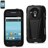 REIKO SAMSUNG GALAXY RUSH HYBRID HEAVY DUTY CASE WITH KICKSTAND IN BLACK