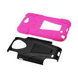 REIKO SAMSUNG GALAXY NOTE 2 HYBRID HEAVY DUTY CASE WITH KICKSTAND IN BLACK HOT PINK