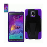 REIKO SAMSUNG GALAXY NOTE 4 HYBRID HEAVY DUTY CASE WITH KICKSTAND IN PURPLE BLACK