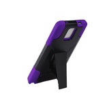 REIKO SAMSUNG GALAXY NOTE 4 HYBRID HEAVY DUTY CASE WITH KICKSTAND IN PURPLE BLACK