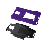 REIKO SAMSUNG GALAXY NOTE 4 HYBRID HEAVY DUTY CASE WITH KICKSTAND IN PURPLE BLACK