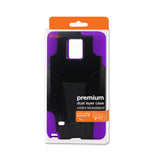 REIKO SAMSUNG GALAXY NOTE 4 HYBRID HEAVY DUTY CASE WITH KICKSTAND IN PURPLE BLACK