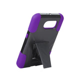 REIKO SAMSUNG GALAXY S6 HYBRID HEAVY DUTY CASE WITH KICKSTAND IN PURPLE BLACK