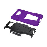 REIKO SAMSUNG GALAXY S6 HYBRID HEAVY DUTY CASE WITH KICKSTAND IN PURPLE BLACK