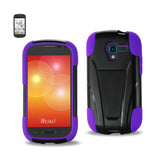 REIKO SAMSUNG GALAXY EXHIBIT HYBRID HEAVY DUTY CASE WITH KICKSTAND IN PURPLE BLACK