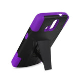 REIKO ZTE AXON PRO HYBRID HEAVY DUTY CASE WITH KICKSTAND IN PURPLE BLACK