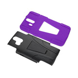 REIKO ZTE AXON PRO HYBRID HEAVY DUTY CASE WITH KICKSTAND IN PURPLE BLACK