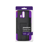 REIKO ZTE AXON PRO HYBRID HEAVY DUTY CASE WITH KICKSTAND IN PURPLE BLACK